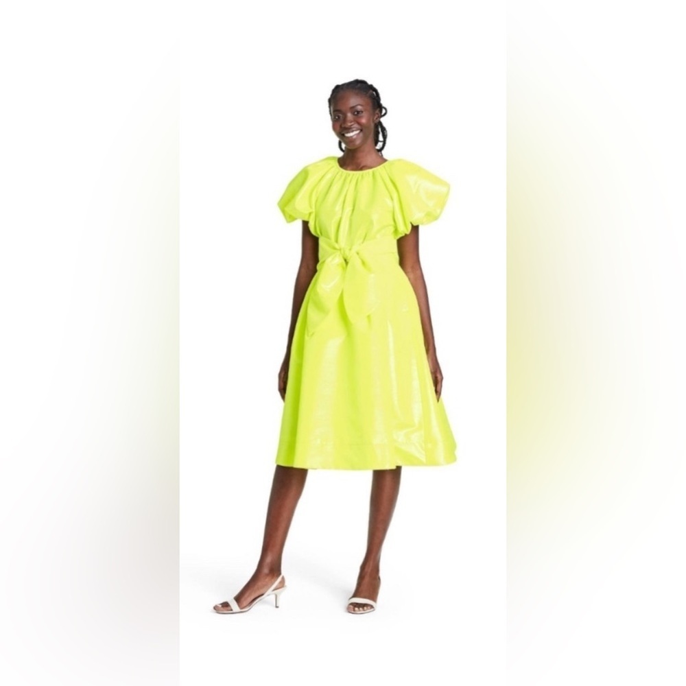 Christopher John Rogers for target Yellow Green Puff Sleeve Sundress